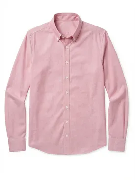 Camisa Oxford americana lisa y gruesa en color rojo coral