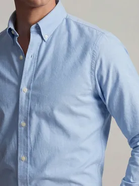Camisa Oxford americana de peso pesado, lisa, azul claro
