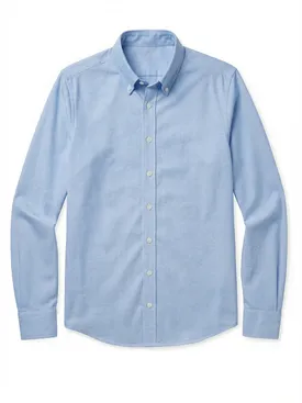 Camisa Oxford americana de peso pesado, lisa, azul claro
