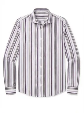 Camisa de popelina de rayas moradas