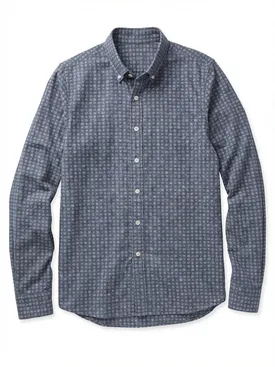 Camisa de franela ligera azul índigo con estampado