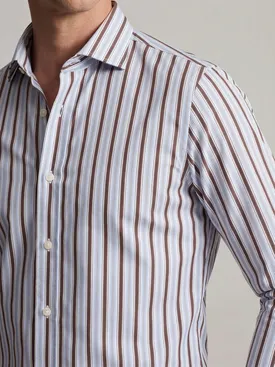 Camisa de popelina de rayas azules y marrones
