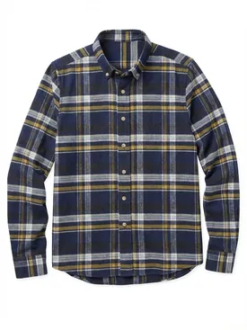Camisa de lino grueso con cuadros azules y amarillos