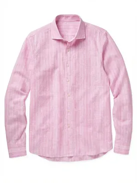 Camisa de lino de rayas rosas