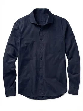 Camisa de lino azul marino lisa