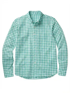 Camisa de lino a cuadros verdes