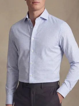 Camisa de sarga a cuadros azul cielo