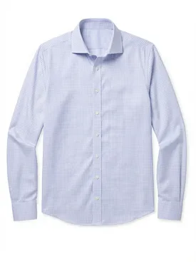 Camisa de sarga a cuadros azul cielo