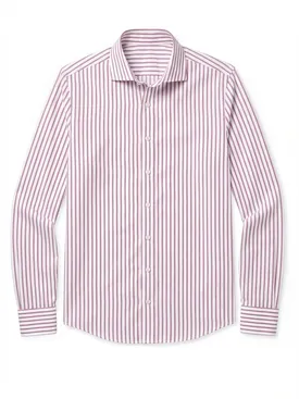Camisa de rayas rojas burdeos de punta a punta