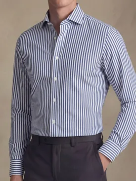 Camisa de popelina de rayas azules