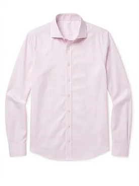 Camisa de popelina a cuadros rosa pálido de fácil planchado