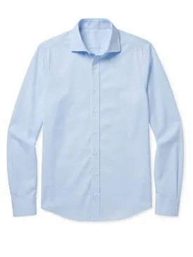 Camisa de popelina azul cielo lisa