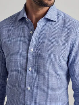 Camisa de lino a cuadros azules