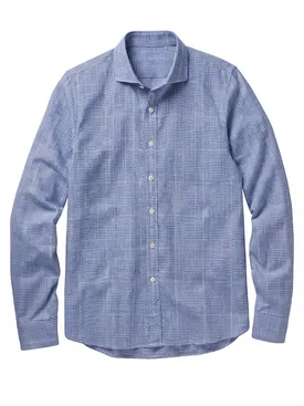 Camisa de lino a cuadros azules
