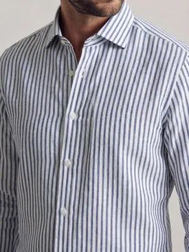 Camisa de lino de rayas azules