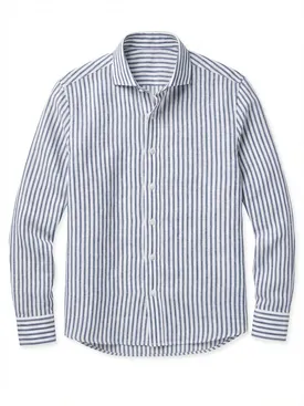 Camisa de lino de rayas azules