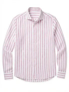 Camisa de lino de rayas rosas