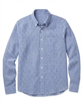 Camisa de lino a cuadros azules
