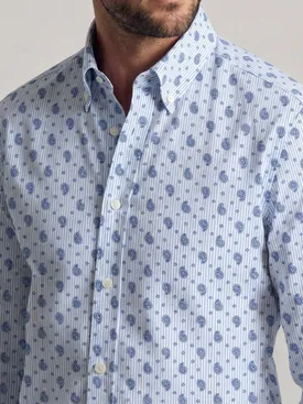 Camisa de popelina estampada azul