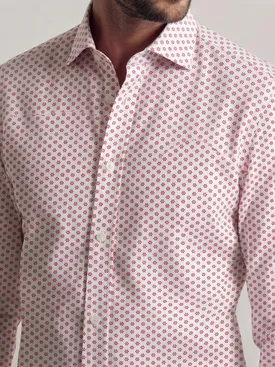 Camisa de popelina estampada roja