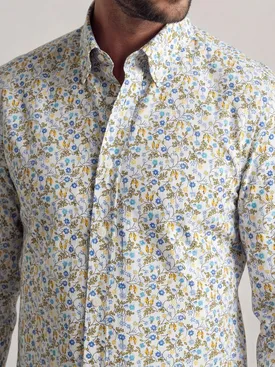Camisa de popelina estampada amarilla