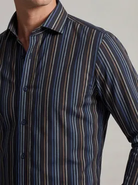 Camisa de popelina de rayas negras