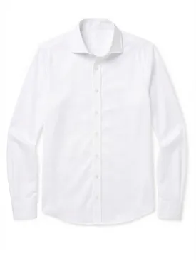 Camisa de popelina elástica blanca lisa
