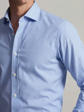 Camisa de popelina elástica estampada azul