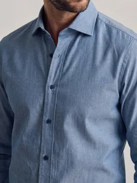 Camisa de cambray azul índigo