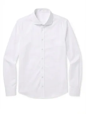 Camisa de popelina gruesa blanca lisa
