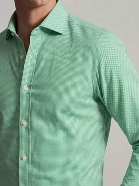 Camisa de sarga a cuadros verdes de fácil planchado