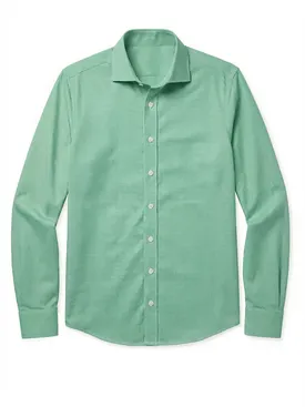 Camisa de sarga a cuadros verdes de fácil planchado