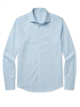 Camisa azul claro lisa de planchado fácil de punta a punta