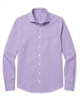 Camisa de popelina a cuadros morada de fácil planchado
