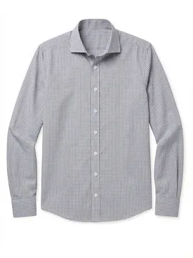 Camisa de popelina a cuadros grises de fácil planchado