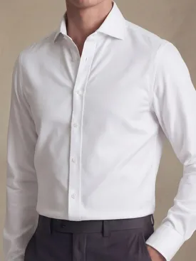 Camisa de sarga blanca, ligera y lisa