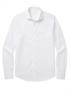 Camisa de sarga blanca, ligera y lisa