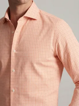 Camisa de popelina a cuadros Príncipe de Gales naranja, fácil de planchar