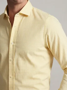 Camisa de popelina amarilla a cuadros Príncipe de Gales de fácil planchado