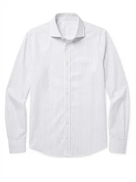 Camisa de popelina de rayas grises de fácil planchado