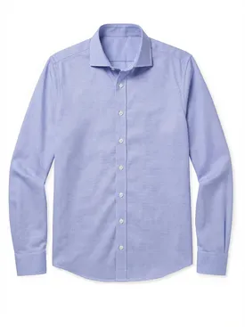Camisa de dobby azul lisa