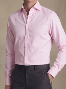 Camisa dobby lisa de color rosa pálido