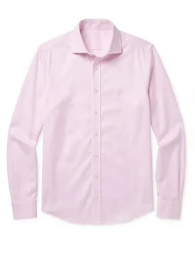 Camisa dobby lisa de color rosa pálido
