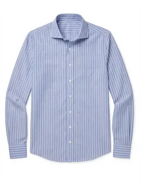 Camisa de popelina de rayas azules descoloridas