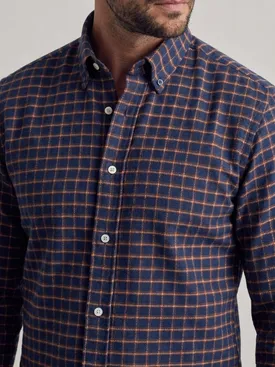 Camisa de franela gruesa a cuadros azul marino