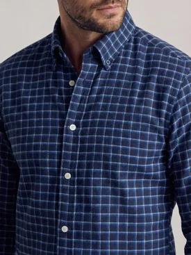 Camisa de franela gruesa a cuadros azul marino y azul cielo
