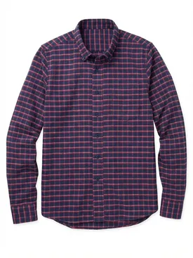 Camisa de franela gruesa azul marino con cuadros rojos