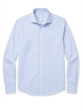 Camisa de popelina de rayas azul cielo de fácil planchado