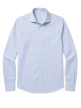 Camisa de popelina de rayas azul cielo de fácil planchado
