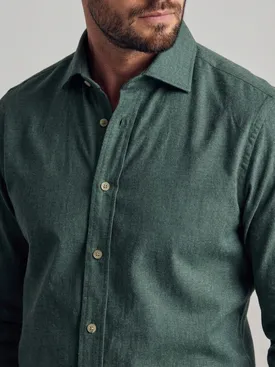 Camisa lisa de franela verde caqui